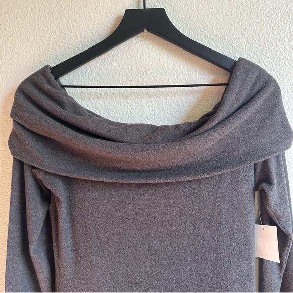 NWT Chelsea28 Off The Shoulder Long Sleeve Dress Grey Dark Charcoal Heather Med - Picture 4 of 10